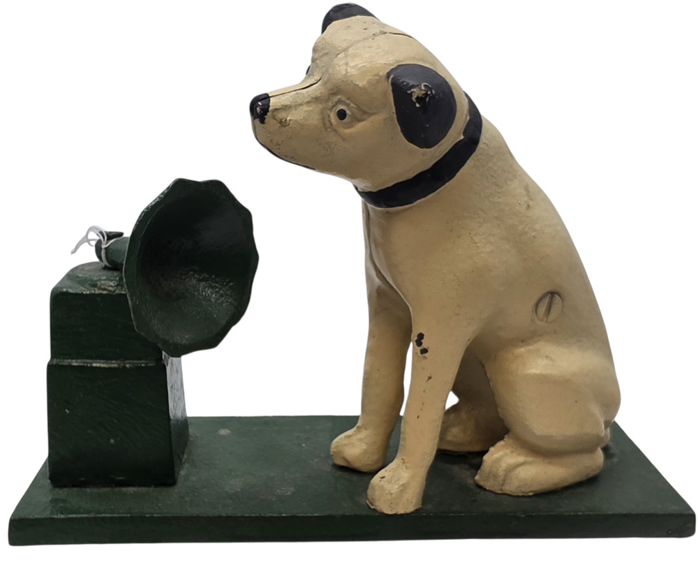 Vintage Cast Iron RCA Victor Nipper Dog & Victrola Bank Phonograph 8” X 3”